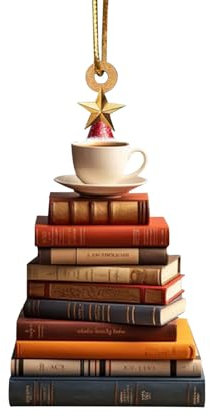 OVARA Christmas Tree Ornament for Book Lovers - Acrylic Gift for Librarians, Book Club - Flat Printed Pendant