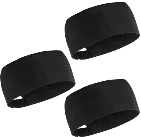 3 Pièces Toques de Chef Noires pour Homme et Femme Ajustables Toques de Chef avec Dessus en Maille Chapeau de Cuisine en Coton Respirante et Bonnet Chapeau de Travail