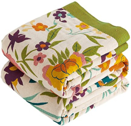 VANJOROY Double-sided Bohemian Sofa Large Bed Throw Blanket for 2 3 Seater, 100% Organic Cotton Soft Warm Luxury Boho Throw for Armchair Couch and Bedspread. 200×230CM