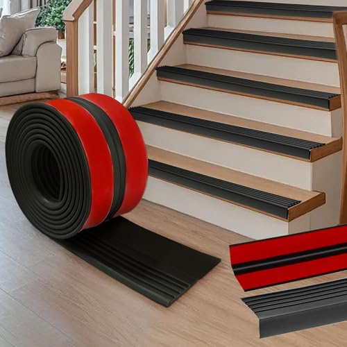 Profilo per bordi delle scale, autoadesivo, 300 x 9,5 cm, in PVC, protezione antiscivolo, impermeabile, a forma di L, per interni ed esterni