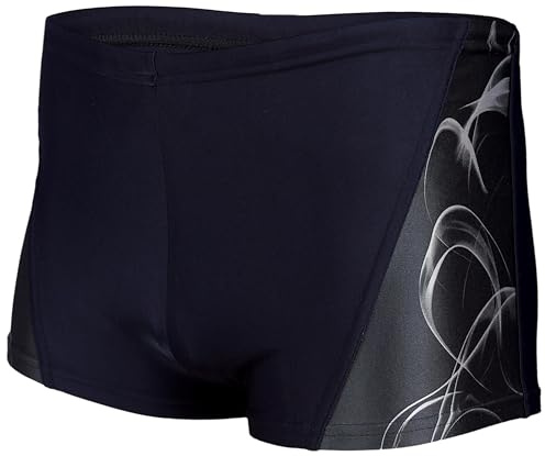 Aquarti Herren Kurze Badehose mit Streifen, Farbe: 16201 Schwarz/Graphit, Größe: 6XL