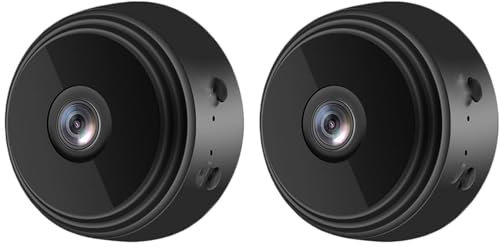 Secretscope Mini caméra de sécurité magnétique, Wi-Fi, caméra extérieure sans fil, avec fonction de vision nocturne pour la maison et le bureau, (noir, 2 pièces)