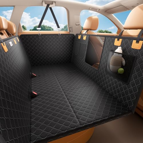 Lamicall Dog Car Seat Cover - [Top Tear-Resistant] Dog Hammock for Car Back Seat, 195kg Max Load Hard Bottom, Waterproof Pet Extender with Mesh Window, Non-slip Backseat Protector for SUV/Small Truck