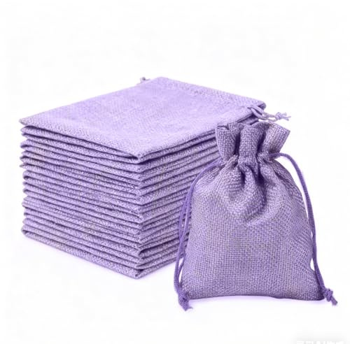 OUDQFCJ 30 piezas bolsas de yute reutilizables bolsa con cordón bolsa de lino de algodón con cordón bolsa de almacenamiento bolsa de joyería bolsa de regalo para bodas (7 x 9 cm) (Morado)