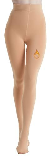 Viozocy Medias Térmicas para Mujer con Forro Grueso de Felpa - Cintura Alta, Opacas y Cómodas para Invierno Color Carne S-M