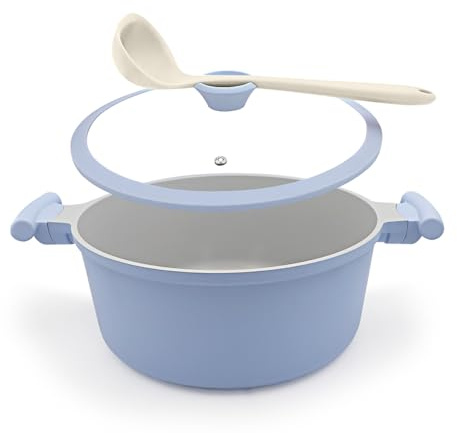 AIKENBBKK Kochtopf 24cm mit Deckel, 5L Antihaft Aluminium Schmortopf mit Keramik-Beschichtung, kühl Bleibender Griff, für Alle Herdarten Geeignet