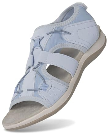 Générique Sandales orthopédiques femme à talon compensé confortables bout ouvert avec soutien plantaire décontractées rondes basse pour randonnée extérieure marche plage été