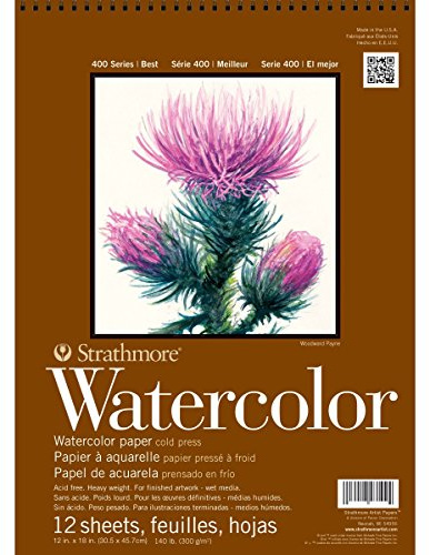Strathmore Watercolor Paper Pad x 18-inch, 140lb Cold Press 12 Sheets, White, 12 x 18