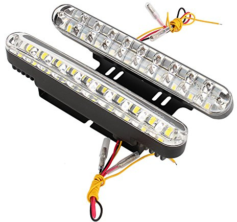 Qiilu 2X 30 LED Coche 12V DC Luz de conducción diurna Lámpara de luz diurna DRL + Señal de giro
