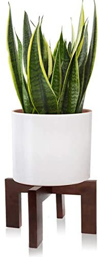 Gendral Forwepup Wood Plant Stand, Mid Century Modern Planter Stand Rattan Flower Pot Stand, Low Short Plant Stands Indoor - Boho Rustic Wooden Stool for Plant Pot Holder, Fit 5-15 Inch Pot