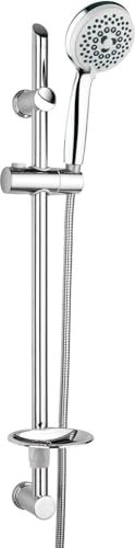 Asta Doccia 75 cm, Kit Asta Saliscendi Doccia Regolabile in Altezza, Colonna Doccia Senza Miscelatore, Staffa Supporto Regolabile, Tubo Flessibile Doccia 150 cm