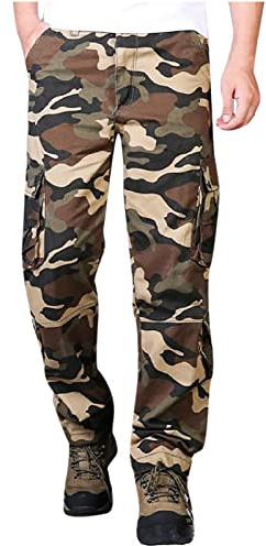 Men's Bootcut Camouflage Cargo Pants Classic Military Combat Army Trousers Outdoor Camo Hiking Athletic Relaxed Pants