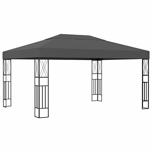 Tonnelle pliante XIAOGUANG - Pergola, tente de fête, auvent sur pied, tente solaire, pavillon de jardin, pavillon de barbecue, 3 × 4 m - Tissu anthracite