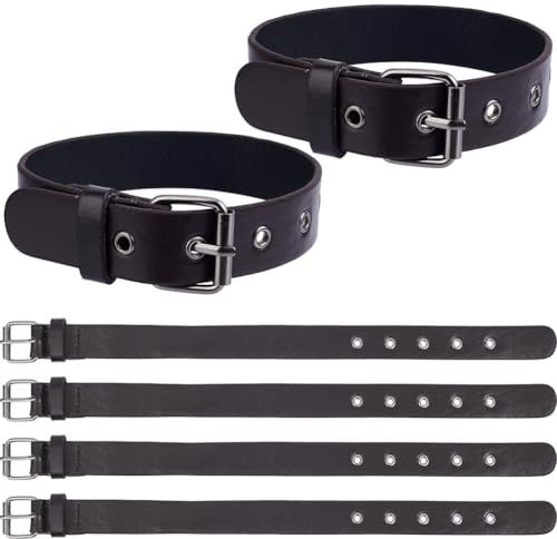 GORGECRAFT 6pcs Sangles de Boucle D'Extension de Kilt 41x2.5cm Boucles de Ceinture de Manchette en Simili Cuir Attache Réglable Étrier Noir Sangle de Bagage Ceintures de Valise pour Ajustement Serré