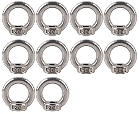 10 Pezzi Dado di Sollevamento in Acciaio Inox a Forma di Occhio Fissaggio Strumenti M8 Ideale Per Silvicoltura Macchine e Ingegneria