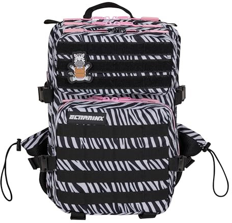 ELITRAINX Elitex Training Taktischer Rucksack, wasserdicht, für Sport, Flugzeug, Fitnessstudio, Outdoor, Crosstraining, 25 l, zebra, Medium