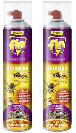 FLOWER Insecticida Avispa Asiática Exterior Largo Alcance 5 Metros | Spray 800 ML Repelente Avispones, Nidos de Avispas y Avisperos Súper Concentrado | Eliminación Inmediata Avispas (PACK 2 UNIDADES)