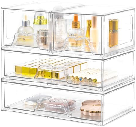 Stebopum Cajón apilable organizador cosmético con 4 cajones