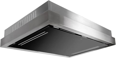 GURARI Deckenhaube GCH C 343 IS 90 BL PRIME Einbau Umluft Dunstabzugshaube 90 cm • Edelstahl-Schwarzglas-Design, Umlufthaube • Ionisierung • 1000 m³/h • Touch-Control • Fernbedienung