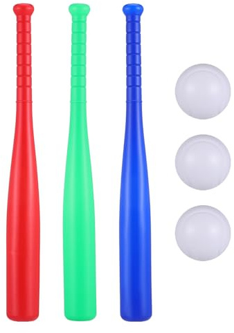 ERINGOGO Juego de Béisbol Resistente 3 Bates y 3 Balones 6 Piezas para Niños de Plástico Jugar al Aire Libre en Casa o Jardín