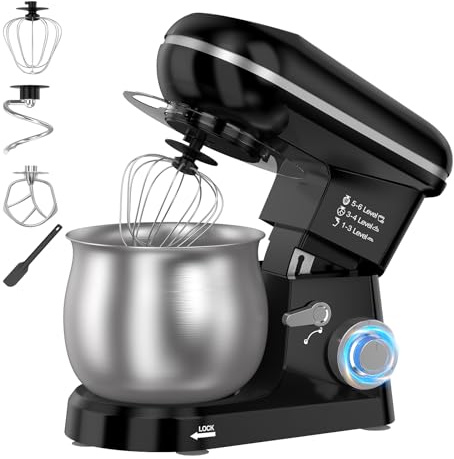 Electric Stand Mixer with 5.3 Quart,Cake Mixer with Stainless Steel Bowl and Stand, Kitchen Mixer Tilt-Head Design – Includes Dough Hook, Whisk & Beater-Great for Baking Bread, Cakes, Cookies