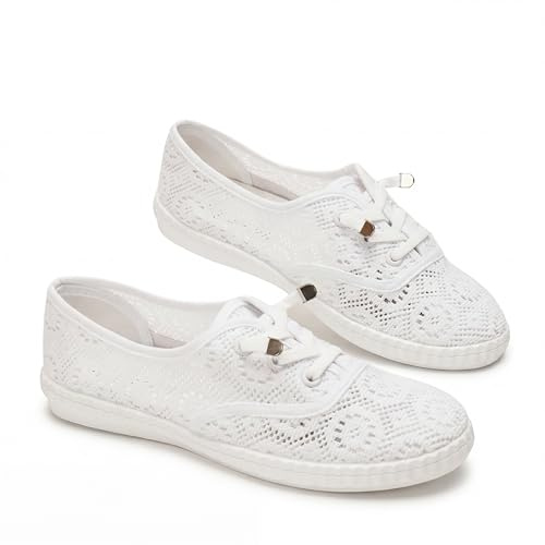 GLAMORA Scarpe Donna Traforate Leggere Traspiranti Slip on Stringate Scarpa Bassa Estiva Maglia Rete Comfort Mocassino Ballerina Sneakers Senza Tacco Flessibili Antiscivolo Casual