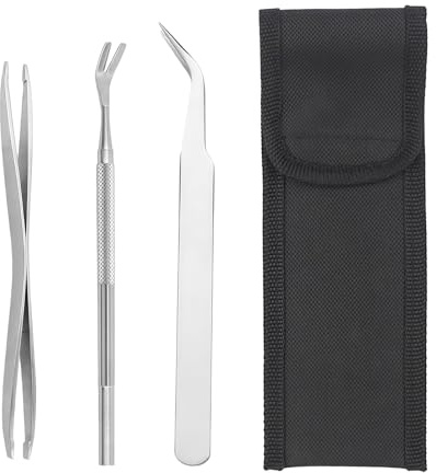 Juego de 3 pinzas para garrapatas con bolsa de almacenamiento, pinzas de acero inoxidable para garrapatas, gancho y removedor de garrapatas para perros, gatos y humanos, precisas, inoxidables, seguras