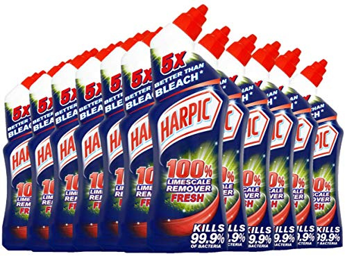 Harpic Limescale Remover Toilet Cleaner 750ml - Fresh , Removes 100% Limescale, x5 Better Than Bleach (Pack of 12)