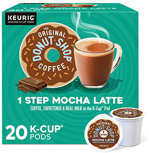 The Original Donut Shop Mocha One-Step Latte, Single Serve Coffee K-Cup Pod, Flavored Coffee, 20 Count