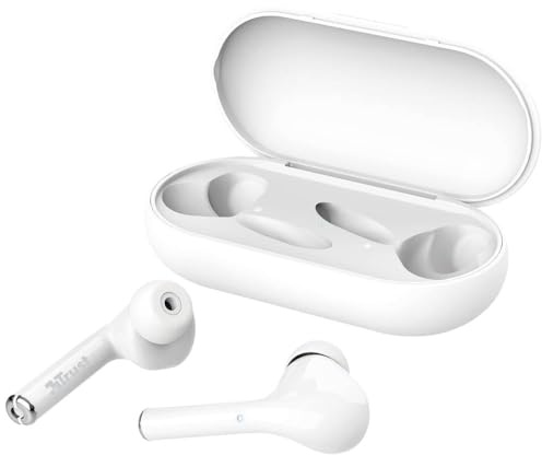 Trust Mobile Nika Touch Bluetooth Wireless Earphones, In Ear Headphones, On-trend Design, Up to 16 Hours Playtime, Built-in Microphone, TWS, Earbuds for Android, Chrome OS, iOS, Windows, White