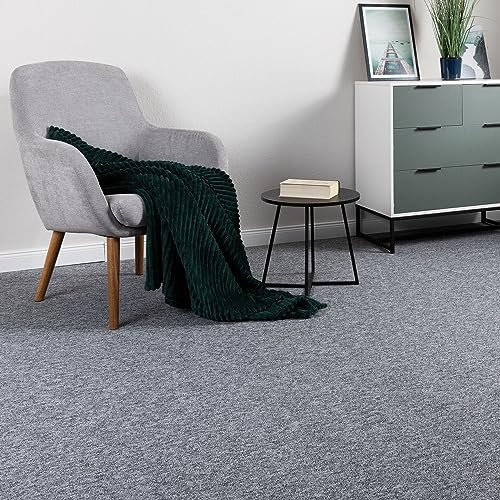 Steffensmeier Schlingen Teppichboden Meddon XL Meterware | Auslegware für Flur Büro | 1m 2m 3m 4m 5m breit! | Grau, Größe: 400x400 cm