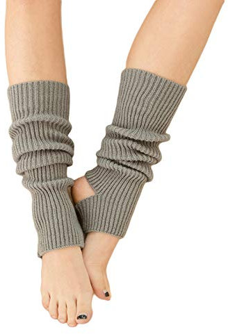 AWOCAN Ballett-Beinstulpen für Damen, gestrickt, für den Winter, extra weich, lange Beinstulpen für Yoga, Tanz, Grau, Einheitsgröße