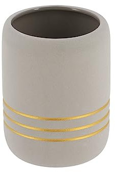 Gobelet et Porte Brosse à Dents en céramique Gris strié Or - TENDANCE