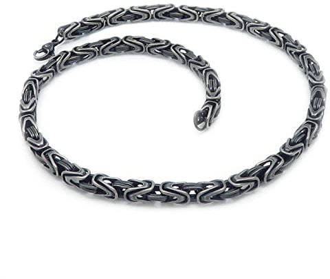 ANAZOZ Halskette Mann Edelstahl 45 cm, Hip Hop Kette Damen Ohne Anhänger 6mm Breit Königskette Schwarz