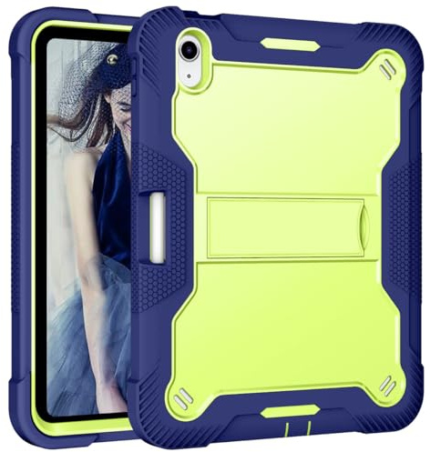 CasurvivePro Custodia per Amazon Fire HD 8 2022 8 pollici con supporto integrato per uso intensivo, grado militare, antiurto, ibrida rigida (giallo+blu)