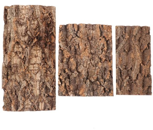 POPETPOP 3 Pezzi Corteccia di Sughero Naturale per Terrario, Sfondo per Rettili, Decorazione per Acquario e Vivario, Kit Varie Dimensioni per Drago Barbuto e Geco