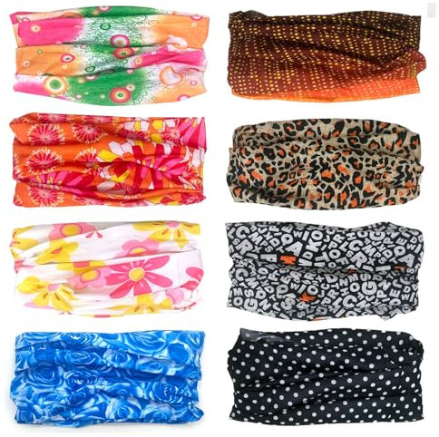 8Pcs Multifunctional Headwear Outdoor Scarf, Seamless Headwear Face Coverings, Neckwear Summer, Unisex UV Resistance Thin Tube Scarf Face Mask For Outdoor Sun Protection and Cycling (B)