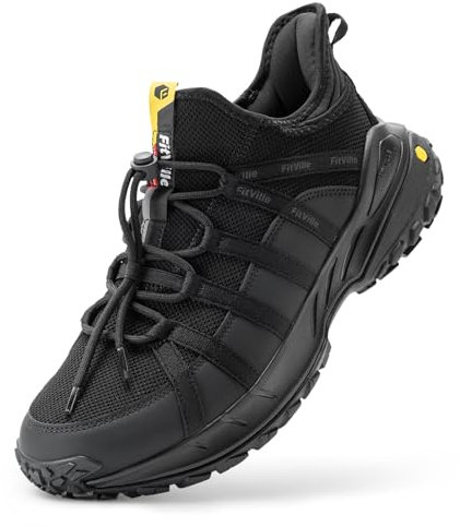 FitVille Wanderschuhe Herren Extra Breit Trekkingschuhe rutschfeste Slip On Outdoor Schuhe Atmungsaktiv Bergschuhe Leicht Walkingschuhe Weit Herren Sneaker Schwarz 47 EU X-Weit