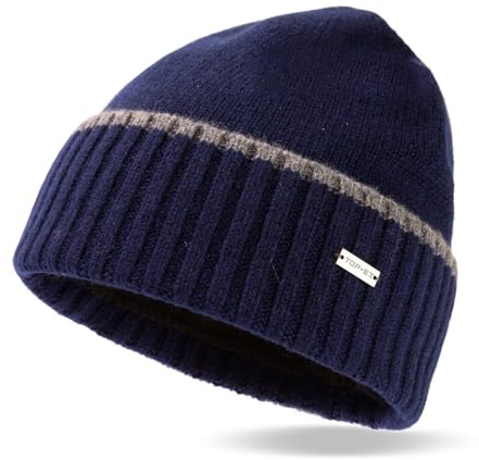 TOP-EX XL / XXL 50% - 100% lana merino - Gorro de invierno cálido para hombre - Forro polar, M/L