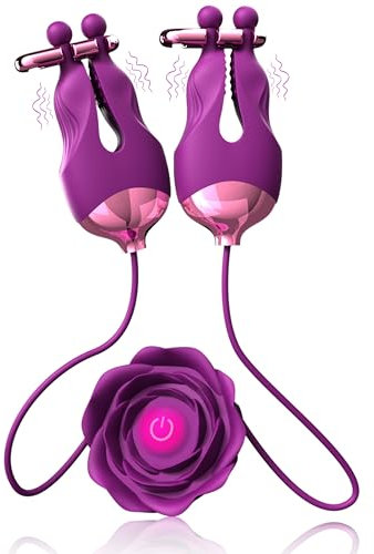 Women Sex Toys Nipple Toys Vibrators with 10 Vibration Modes Adjustable Rechargeable Vibrating Nipple Clamps Adult Toys for Couples BDSM Sex Pleasure
