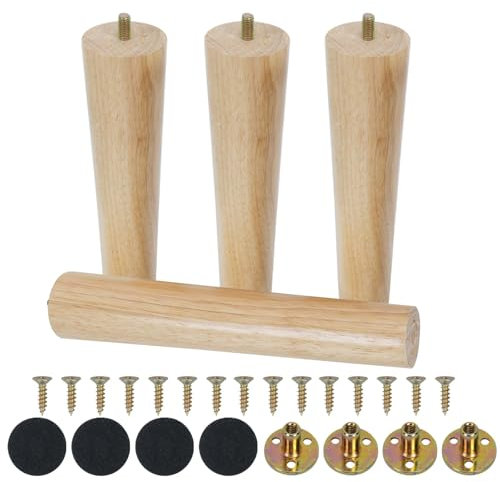 FOGAWA Juego de 4 Patas para Muebles de Madera Patas para Sofas 25cm Patas para Armario con Bases Protectoras Gabinetes de TV Mesita de Noche