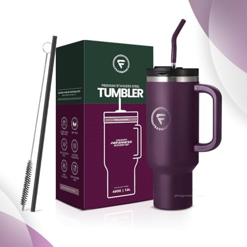FRAGMADE 40oz Premium Insulated Tumbler 1.2L with Straw & Handle – Dishwasher Safe, 100% Leakproof, Double-Walled Stainless Steel Travel Mug for Hot & Cold Drinks, Iced for 24 Hours, Cold for 12 Hours