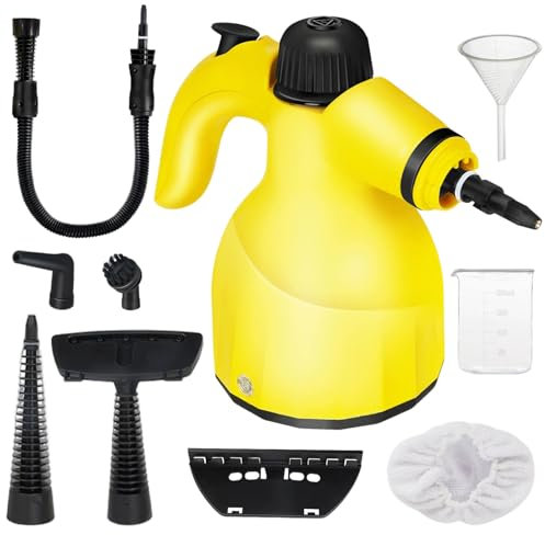Aolawco Dampfreiniger, 1000W Dampfreiniger Handgerät Mit 9 Fleckenentfernungszubehör Eliminates Grease Küche Autositze, Fenster und Vieles Mehr,Sofa-Reiniger Fleckenentferner,350ml Tank Steam Cleaner