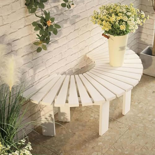 Banco redondo de madera curvado, banco de madera para exteriores, asiento de jardín en forma de abanico, muebles de exterior, taburete curvo para balcón