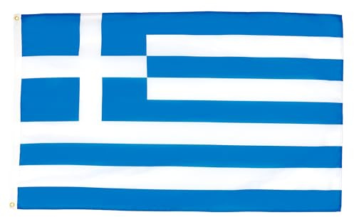 AZ FLAG Lote de 10 banderas de Grecia – 90 x 60 cm – Bandera griega 100% poliéster con ojales metálicos integrados