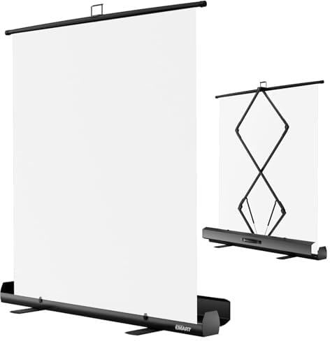 EMART vit bakgrund 165 x 220 cm, vit skärmbakgrund med stativ | Hopfällbar vit bakgrund för fotografi, infällbar panelfotobakgrund med stativ, för fotostudio/streaming/video