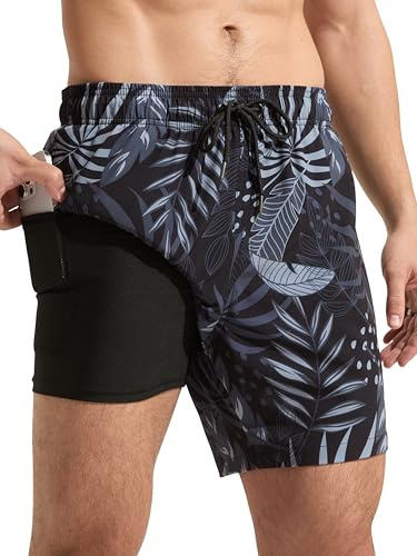 Arcweg Short de Bain Homme Maillot de Bain 2 en 1 à séchage Rapide avec Doublure de Compression Douce et Poche zippée