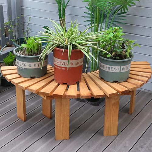 Gaommini Banco de árbol Envolvente, Taburete de jardín, Bancos Exteriores Resistentes a la Intemperie para Patio, Parque, Soporte para Plantas, Asientos de Listones curvos(Brown (Half Round))