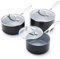 GreenPan Valencia Pro Juego de Sartenes de Cerámica Saludable Anodizada Dura, 16 cm/1,5 l, 18 cm/2 l y 20 cm/3,1 l, Sin PFAS, Inducción, Apto para Lavavajillas, Apto para Horno, Gris