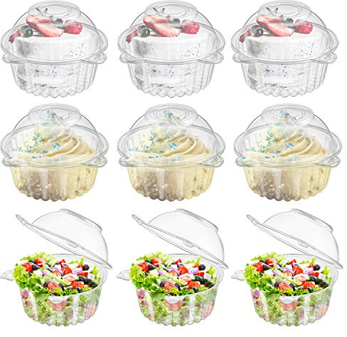 Bekith 150 Pack Individual Cupcake Containers, Plastic Cupcake Holder with Lid, Single Cupcake Boxes, Muffin Container for Party, Stackable